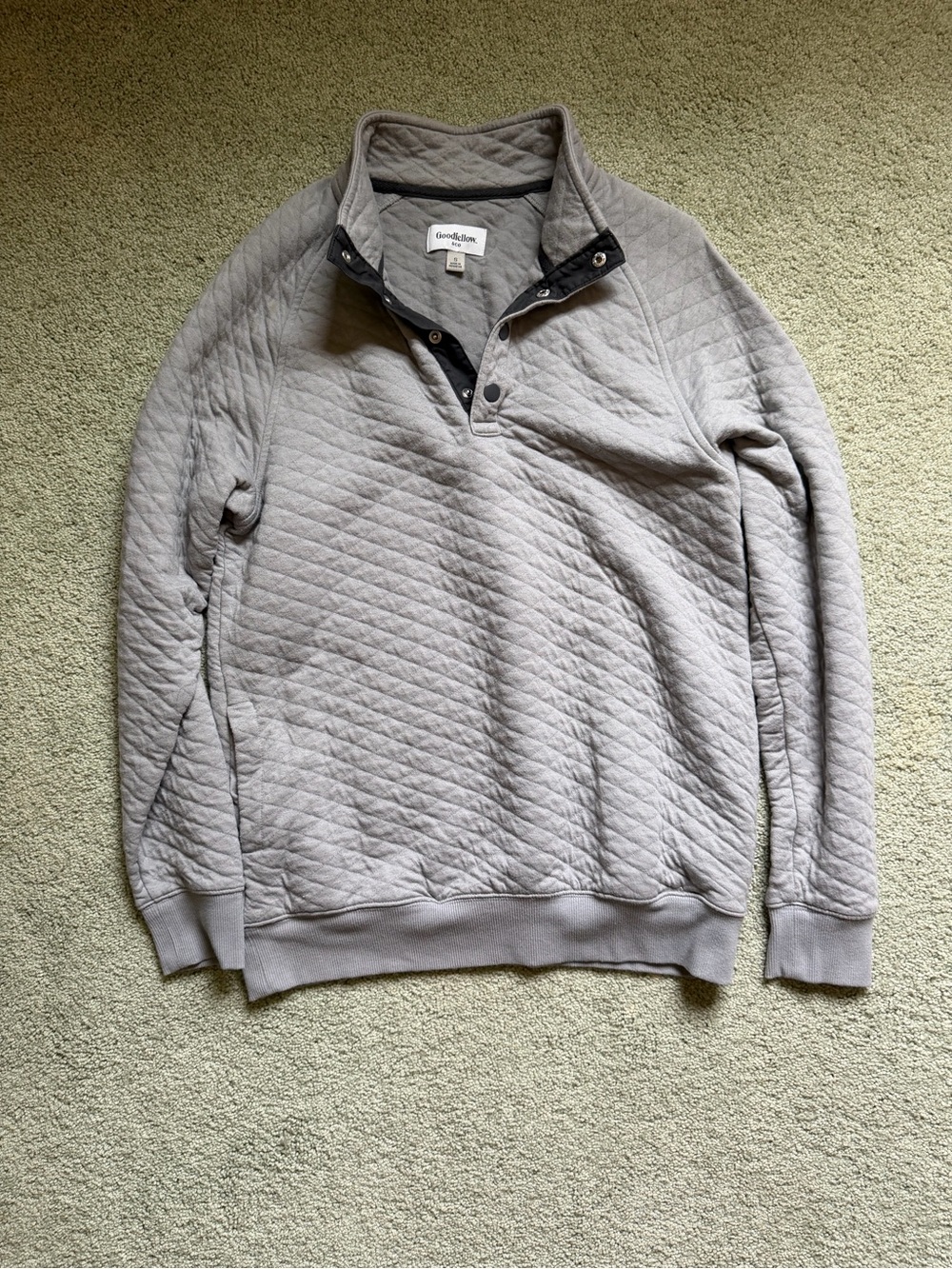 Goodfellow & Co Quilted Zip-Up Sweater - Light Gray with Dark Trim